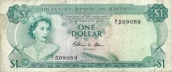 1 dollár Bahama szigetek 1974 aláírás W.C.Allen Erzsébet királynő