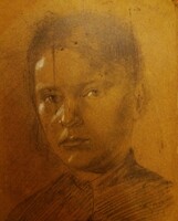 Antik Stefanovics szignós grafika gyermek fiú portré egy jó kezű mestertől A/ 4 - 30 x 21 cm 2