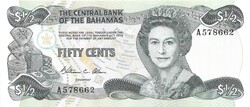 1/2 dollár 0,5 50 cent cents Bahama szigetek 1984 UNC aláírás W.C.Allen Erzsébet királynő