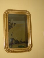 Antique gilded Biedermeier mirror 95 x 65 cm