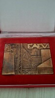 ÉÁÉV   Miskolc  Jelzett réz emlék plakett díszdobozában  12,3 x 8,3 cm