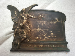 H. Kautsch ( 1859-1943) -  szecessziós bronz relief, dombormű - Industria et fortitudo