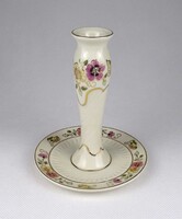 1W219 Pillangó mintás vajszínű Zsolnay porcelán gyertyatartó 14 cm