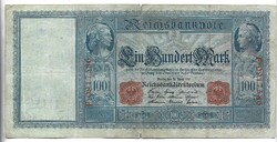 100 márka 1910 kékesszürke papíron piros sorszám Németország 2.