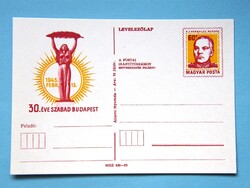 Díjjegyes levelezőlap (1) - 1975. 30 éve szabad Budapest - (K. J. VOROSILOV MARSALL arcképével)