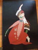 Koreai táncosnő gyöngyházberakású kép