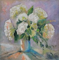 Hortenziák -  olaj, vászon, 50 x50 cm