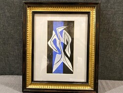 ABSZTRAKT JELEZZ EURÓPAI FESTMÉNY , MINŐSÉGI KERETBEN!!!  33X29 cm!!