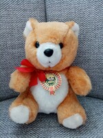 Retro világosbarna maci figura / Kb. 40 éves plüss mackó
