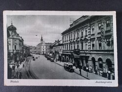 Régi képeslap Miskolc Széchenyi utca forgalommal - Apollo