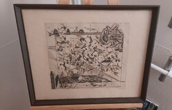 (K) Hincz Gyula Dimenziók rézkarc  51x43 cm kerettel