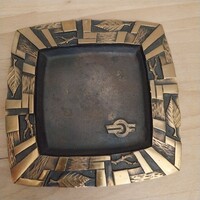 Bán Edit iparművészeti bronz tál MÁV logóval