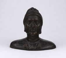 1W325 Dante Alighieri bronzírozott kerámia mellszobor, büszt 15cm x 13cm