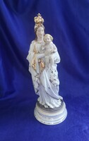 Koronás Madonna a gyermek Jézussal. Barokk fazonú, XIX-ik századi porcelán.