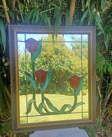 Régi angol tükör ólomüveggel