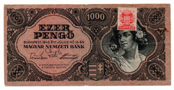 1000 Pengő Bankjegy 1945 F bélyeg és különböző hármasok