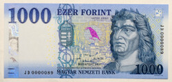 1000 Forint Bankjegy 2021 JD alacsony sorszám