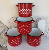 Piros pöttyös 10 literes  fazék  konyha főzés Zománcos zománcozott falusi