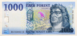 1000 Forint Bankjegy 2017 DK UNC alacsony sorszám