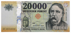 20000 Forint Bankjegy 2016 GE aUNC, hajtatlan forgalmi sorszám