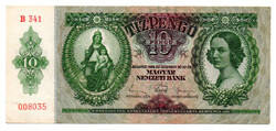 10 Pengő Bankjegy 1936 VF alacsonyabb sorszám