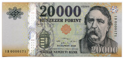 20000 Forint Bankjegy 2020 ID UNC alacsony sorszám