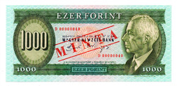 1000 Forint Bankjegy 1992 D sorozat MINTA nagyon alacsony szám