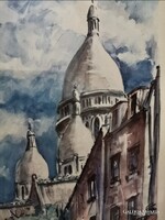 Sacre Coeur, hangulatos párizsi utcarészlet, print, nyomat 30 x 18 cm