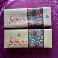 2 db Jubileum vegyes linzer édességes doboz 1973-ból 26 x 10 x 5 cm