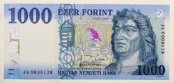 1000 Forint Bankjegy 2021 JG alacsony sorszám