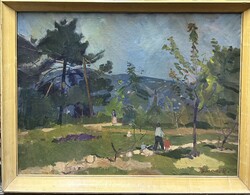 Benedek Jenő (1906-1987)  Tájkép alakokkal