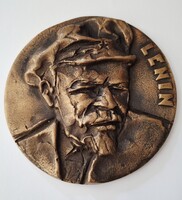 RITKA  nagyméretű LENIN bronz plakett dombormű  MSZP  MALÉV Bizottsága  1984   10,8 cm diszdobozában