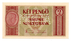 2 Pengő Bankjegy 1938 MINTA perforációval
