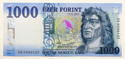 1000 Forint Bankjegy 2017 DB UNC alacsony sorszám