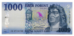 1000 Forint Bankjegy 2021 JA aUNC forgalmi sorszám