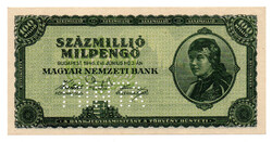 100 Millió Milpengő Bankjegy 1946 MINTA perforációval