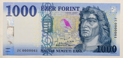 1000 Forint Bankjegy 2021 JC alacsony sorszám