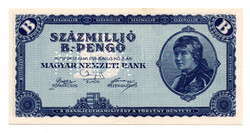 100 millió B.-Pengő Bankjegy 1946 MINTA perforációval