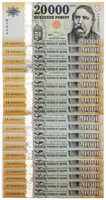 20000 Forint Bankjegy 2016 MINTA és GB-GZ extra azonos számok