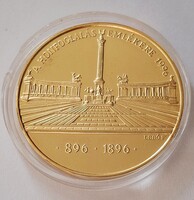Lebó Ferenc  : MAGYAROK IV. VILÁGKONGRESSZUSA, A Honfoglalás Emlékére 1996 ARANYOZOTT EMLÉKÉREM, PP