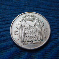 Monaco  1966 Ezüst  5 Frank  Ritka  125.000 db  12 g  0.835