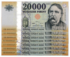 20000 Forint Bankjegy 2015 GB-GH nagyon alacsony azonos sorszám