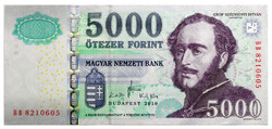 5000 Forint Bankjegy 2010 BB aUNC-UNC, hajtatlan