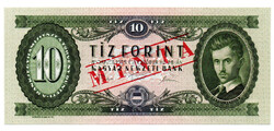 10 Forint Bankjegy 1975 MINTA lyukasztás és bélyegzés A102