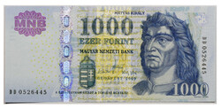 1000 Forint Bankjegy 2009 DD aUNC, él nélküli hullám