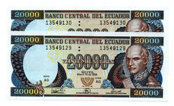 Ecuador 20000 Sucres Bankjegy 1999-03-10 P129 AG sorszámkövető