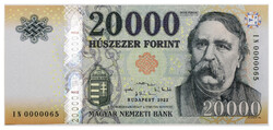 20000 Forint Bankjegy 2022 IN UNC alacsony sorszám