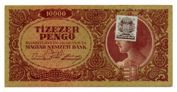 10000 Pengő Bankjegy 1945 aEF vagyondézsma bélyeggel