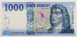 1000 Forint Bankjegy 2021 JH alacsony sorszám