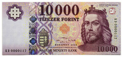 10000 Forint Bankjegy 2022 KD UNC alacsony sorszám